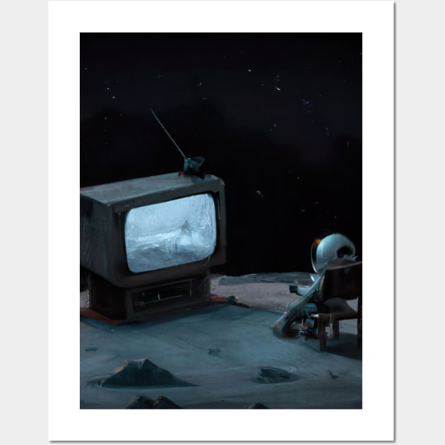 Astronaut watching TV Wall Art by maxcode